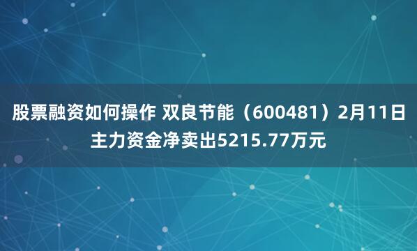 股票融资如何操作 双良节能（600481）2月11日主力资金净卖出5215.77万元