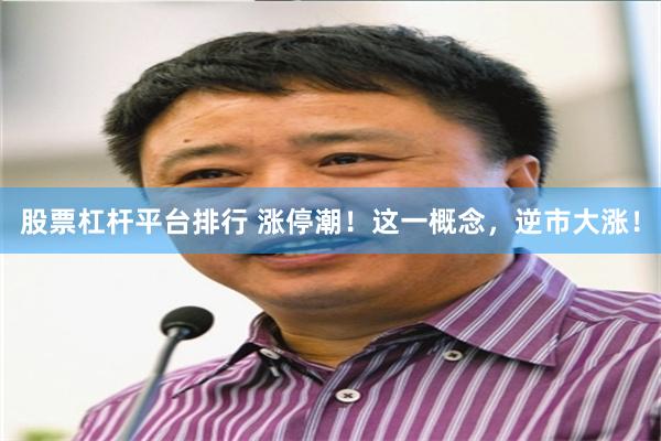 股票杠杆平台排行 涨停潮！这一概念，逆市大涨！