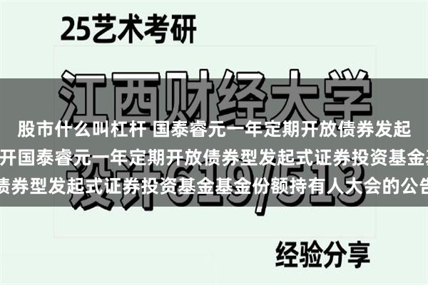 股市什么叫杠杆 国泰睿元一年定期开放债券发起式: 关于以通讯方式召开国泰睿元一年定期开放债券型发起式证券投资基金基金份额持有人大会的公告