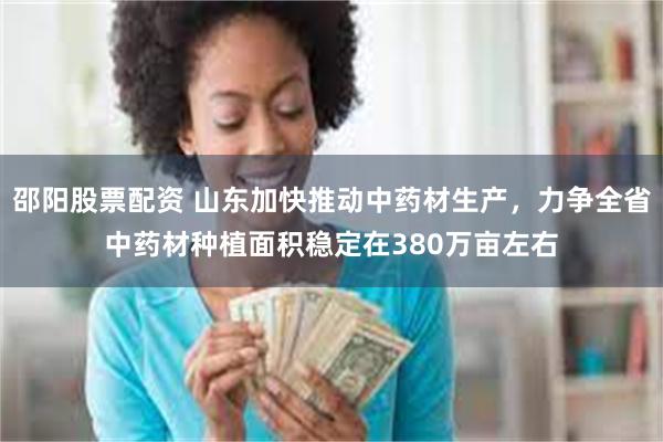 邵阳股票配资 山东加快推动中药材生产，力争全省中药材种植面积稳定在380万亩左右